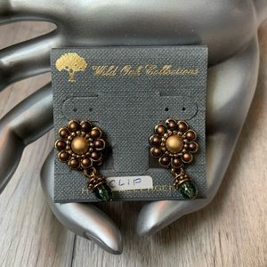 Goldtone floral clip on earrings